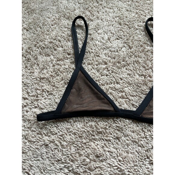 MINIMALE ANIMALE Women's Mesh Triangle Bikini Top in Black Size SMALL - Picture 2 of 4